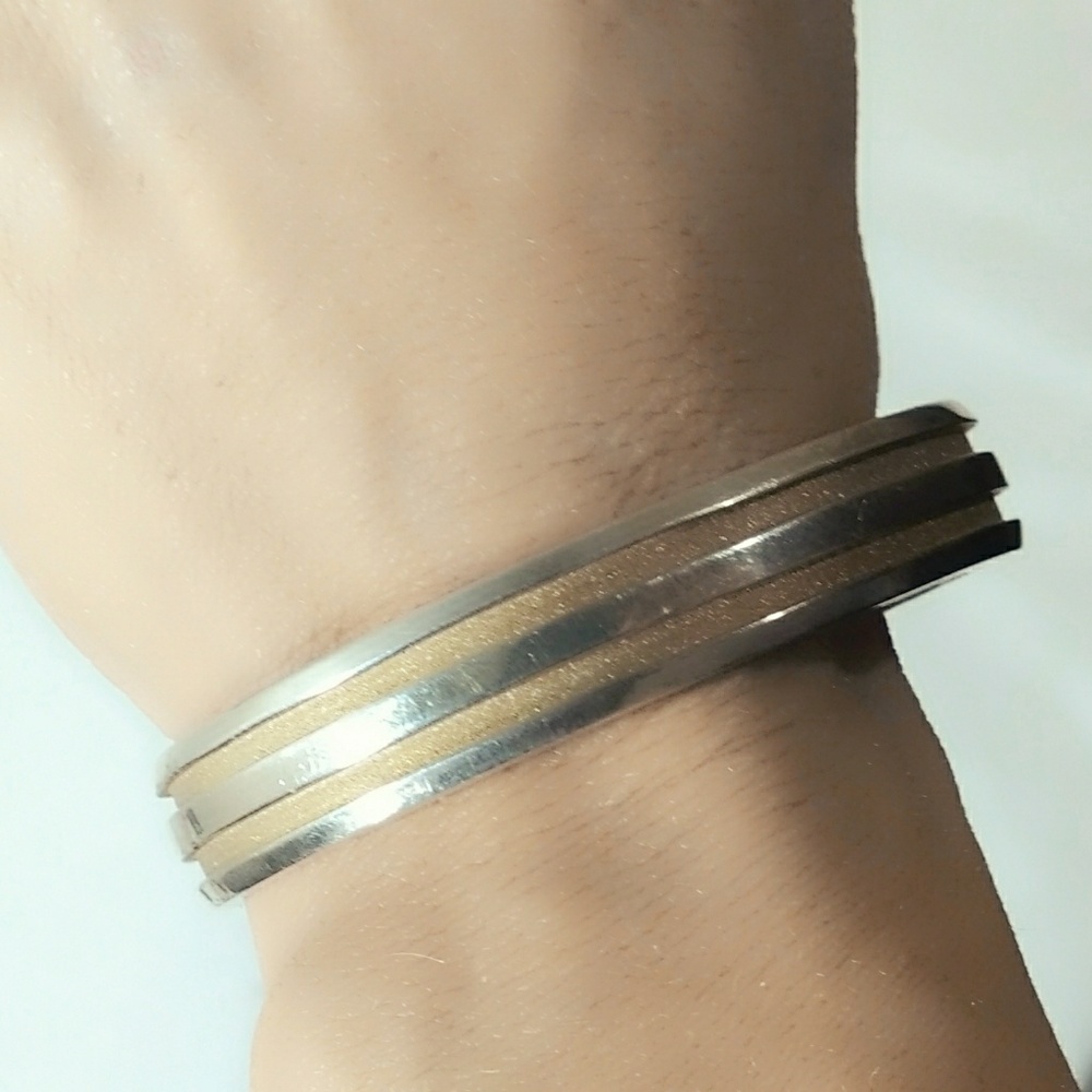 Vintage Art Deco Sterling Silver Heavy Cuff Bracelet